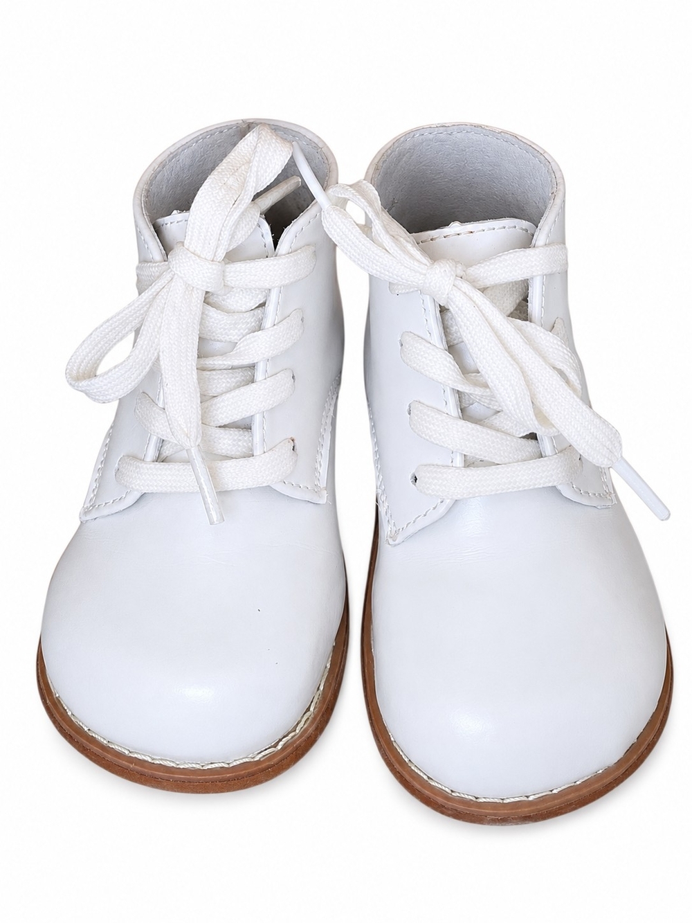 Caroo Walker White Leather Lace-Up Baby Boots Christening First Walking Shoes